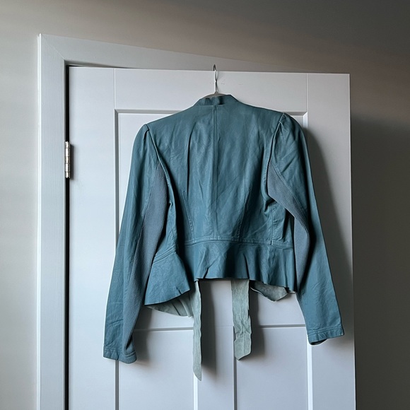 BCBG leather jacket, Size Small, teal color - Picture 2 of 3